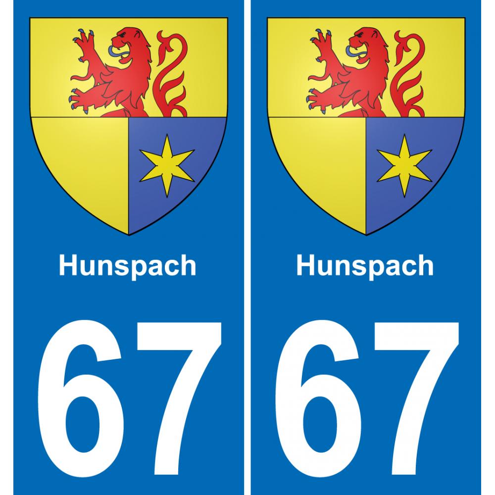 67 Hunspach sticker plate registration city