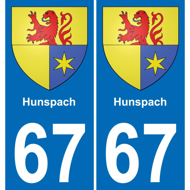 67 Hunspach autocollant sticker plaque immatriculation auto ville