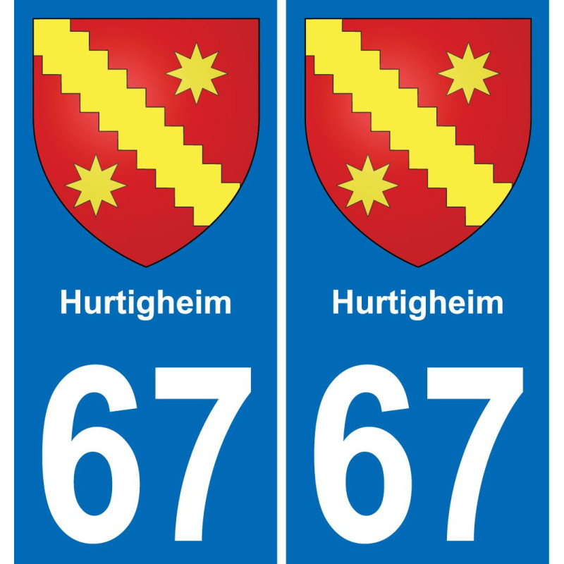 67 Hurtigheim autocollant sticker plaque immatriculation auto ville