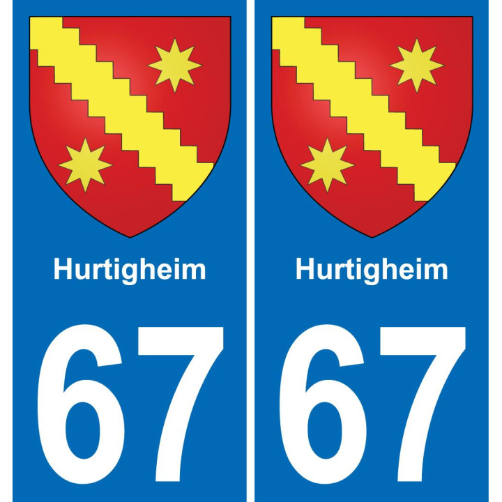 67 Hurtigheim placa etiqueta de registro de la ciudad