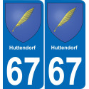 67 Huttendorf autocollant sticker plaque immatriculation auto ville