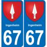 64 Pau autocollant sticker plaque immatriculation auto ville