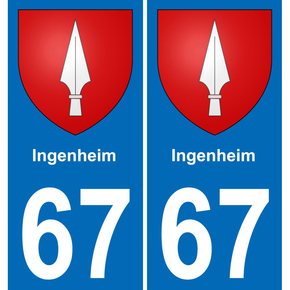 67 Ingenheim autocollant sticker plaque immatriculation auto ville