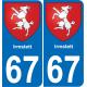 64 Pau autocollant sticker plaque immatriculation auto ville