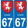 67 Irmstett autocollant sticker plaque immatriculation auto ville