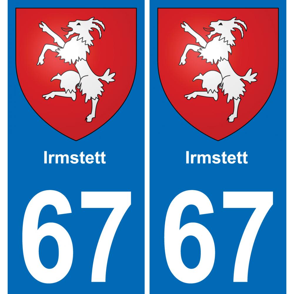 67 Irmstett autocollant sticker plaque immatriculation auto ville
