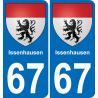 67 Issenhausen autocollant sticker plaque immatriculation auto ville