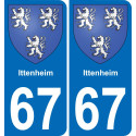 67 Ittenheim placa etiqueta de registro de la ciudad