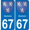 67 Ittenheim placa etiqueta de registro de la ciudad
