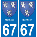 67 Ittenheim placa etiqueta de registro de la ciudad