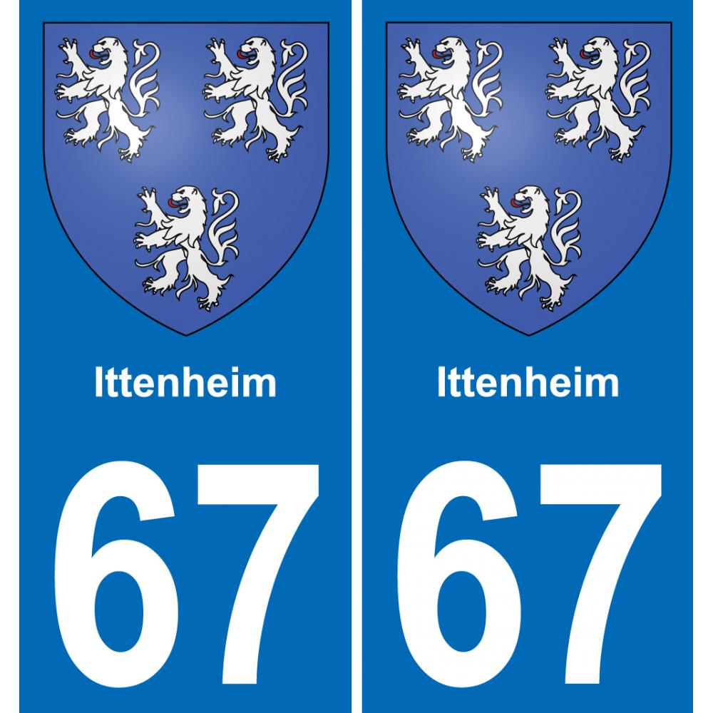 67 Ittenheim autocollant sticker plaque immatriculation auto ville