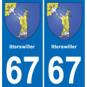 67 Itterswiller placa etiqueta de registro de la ciudad