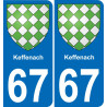 67 Keffenach autocollant sticker plaque immatriculation auto ville