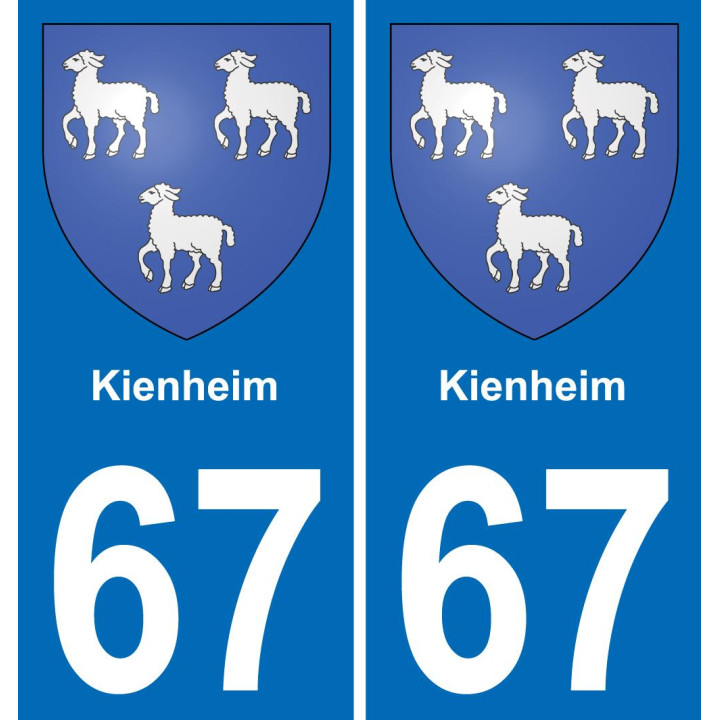 67 Kienheim autocollant sticker plaque immatriculation auto ville