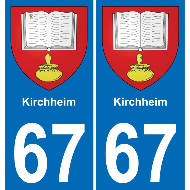 67 Kirchheim autocollant sticker plaque immatriculation auto ville