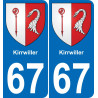67 Kirrwiller autocollant sticker plaque immatriculation auto ville