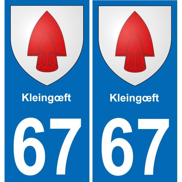 67 Kleingœft autocollant sticker plaque immatriculation auto ville