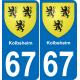67 Kolbsheim sticker plate registration city