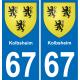 67 Kolbsheim sticker plate registration city