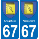 67 Kriegsheim sticker plate registration city