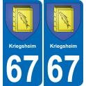 67 Kriegsheim-aufkleber plakette ez stadt