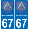 67 Kurtzenhouse autocollant sticker plaque immatriculation auto ville
