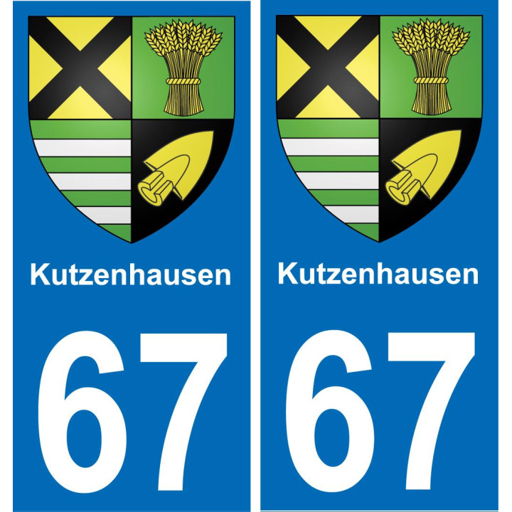67 Kutzenhausen placa etiqueta de registro de la ciudad