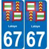 67 Lalaye sticker plate registration city