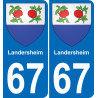 67 Landersheim-aufkleber plakette ez stadt