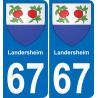 67 Landersheim placa etiqueta de registro de la ciudad