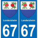 67 Landersheim autocollant sticker plaque immatriculation auto ville