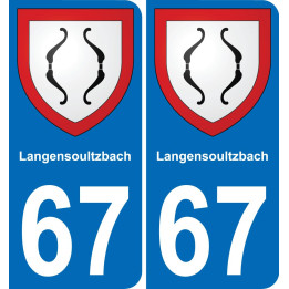 67 Langensoultzbach placa etiqueta de registro de la ciudad