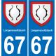 67 Langensoultzbach sticker plate registration city
