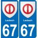67 Laubach autocollant sticker plaque immatriculation auto ville