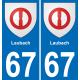 67 Laubach autocollant sticker plaque immatriculation auto ville