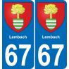 67 Lembach autocollant sticker plaque immatriculation auto ville