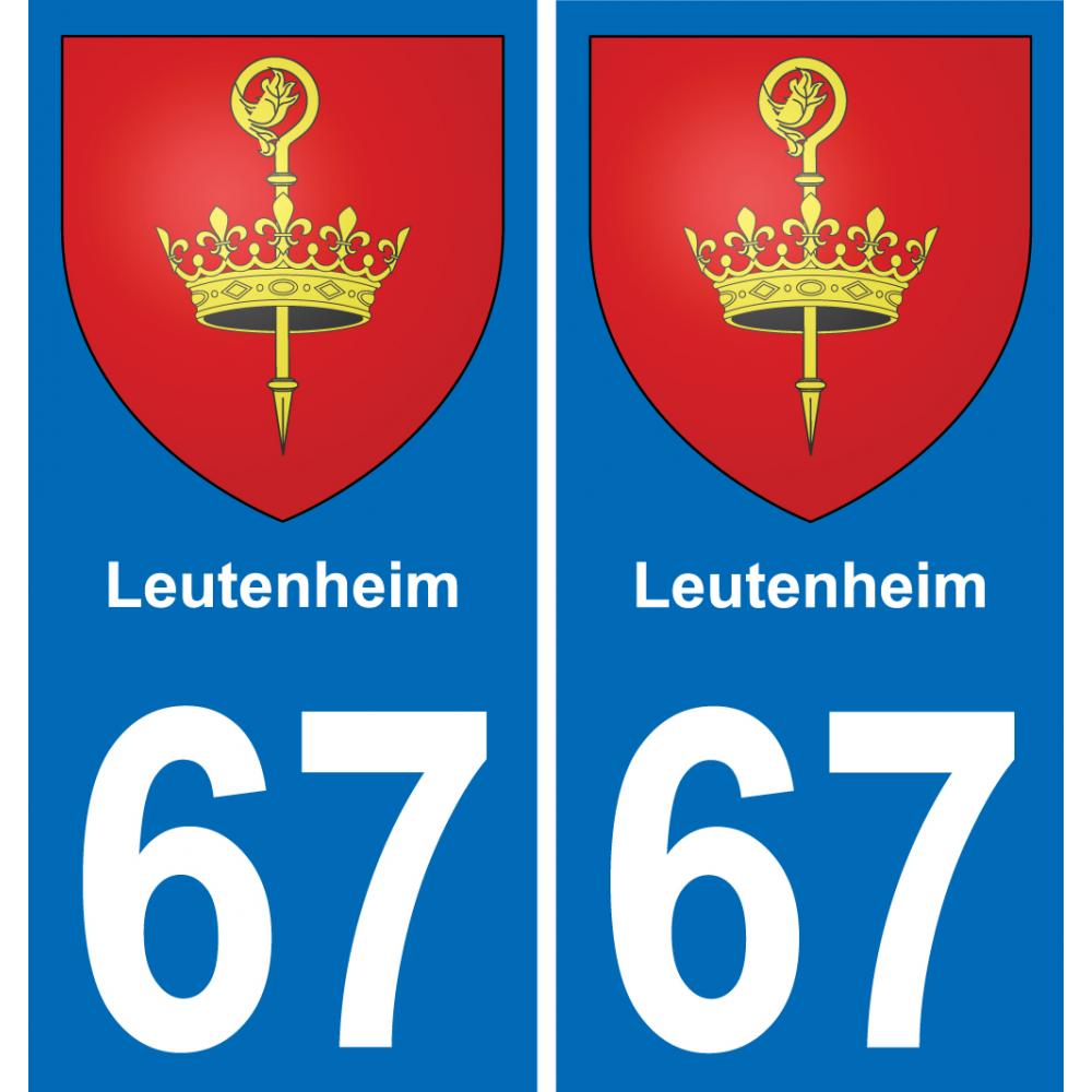 67 Leutenheim autocollant sticker plaque immatriculation auto ville