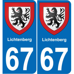 67 Lichtenberg autocollant sticker plaque immatriculation auto ville