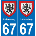 67 Lichtenberg autocollant sticker plaque immatriculation auto ville