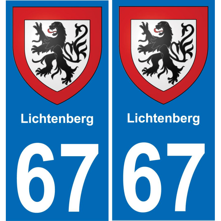 67 Lichtenberg autocollant sticker plaque immatriculation auto ville
