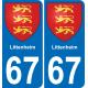 67 Littenheim autocollant sticker plaque immatriculation auto ville