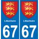 67 Littenheim autocollant sticker plaque immatriculation auto ville