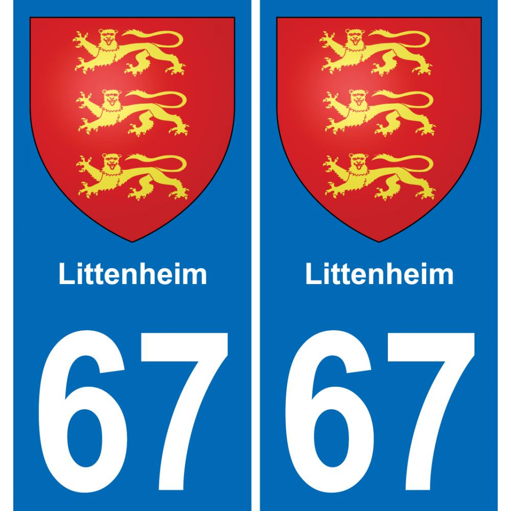 67 Littenheim autocollant sticker plaque immatriculation auto ville