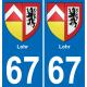 67 Lohr autocollant sticker plaque immatriculation auto ville