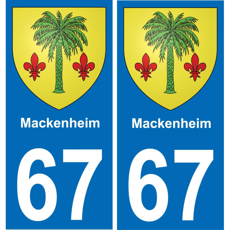67 Mackenheim autocollant sticker plaque immatriculation auto ville