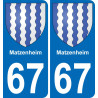 67 Matzenheim autocollant sticker plaque immatriculation auto ville