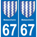 67 Matzenheim placa etiqueta de registro de la ciudad