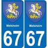67 Melsheim autocollant sticker plaque immatriculation auto ville