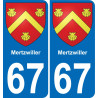 67 Mertzwiller autocollant sticker plaque immatriculation auto ville