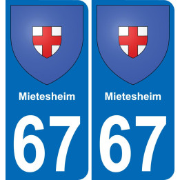 67 Mietesheim placa etiqueta de registro de la ciudad